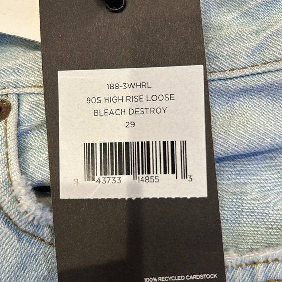 NEW WITH TAGS!  Re/Done 90’s High Rise Loose Bleach Destroyed. Size 29 - Picture 12 of 12